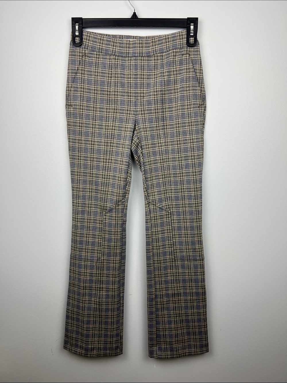 By Anthropologie XS women’s plaid bootcut leg trouser pants zipper pockets